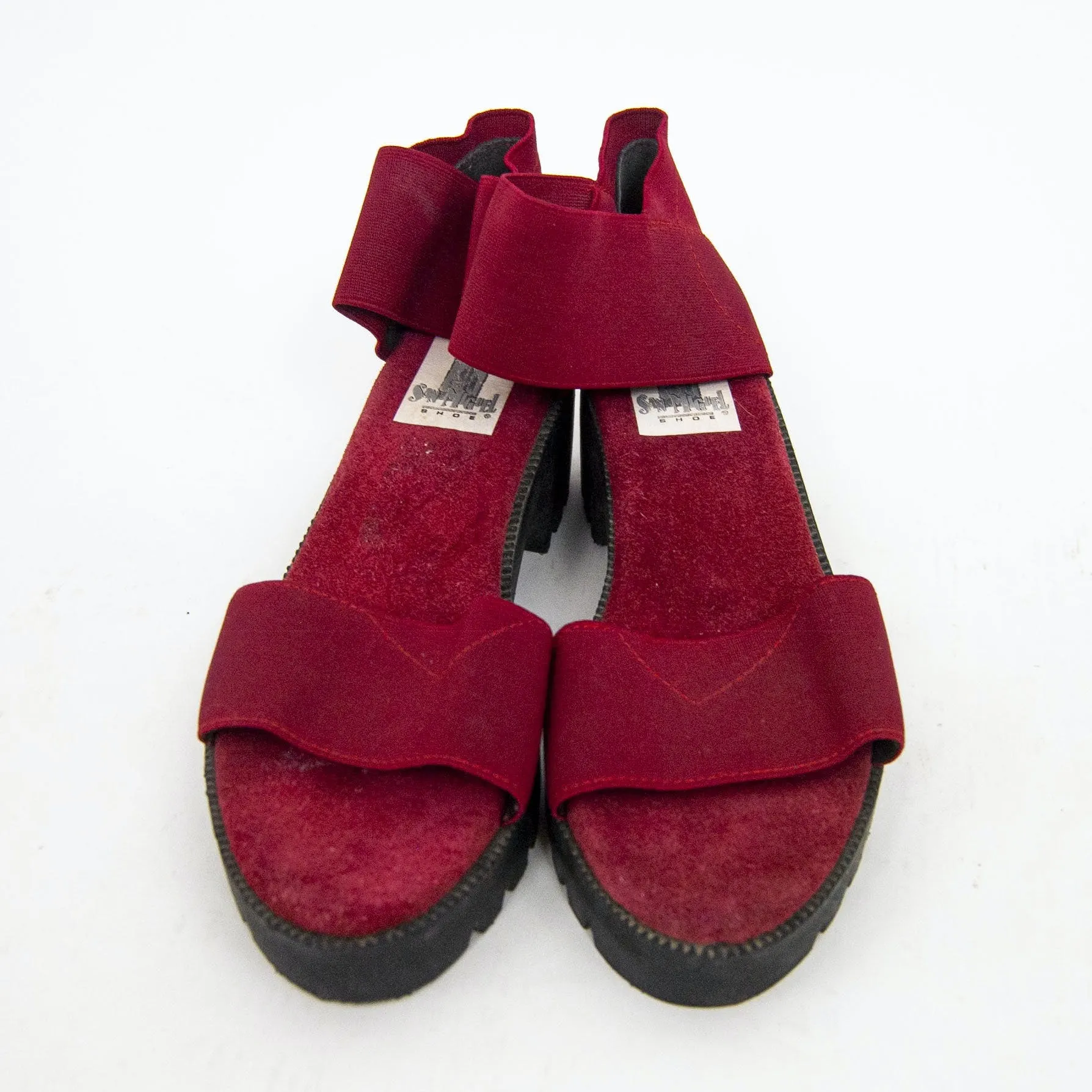 00's Comfy Red Band Platform Sandals by San Miguel Shoes