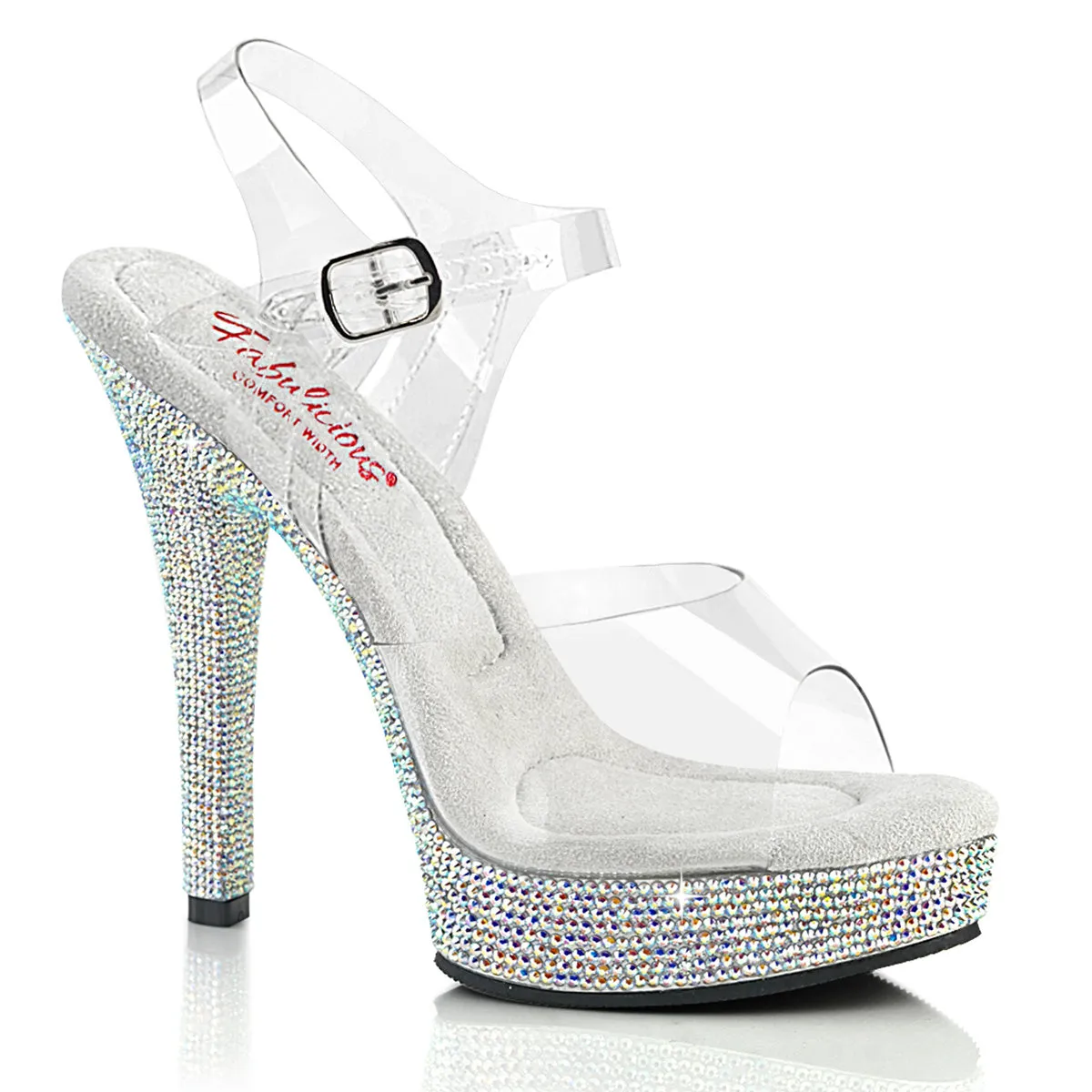 5" (132mm) Heel, Comfort Width Sandal Rhinestones Encrusted Platform(MAJESTY-508DM)