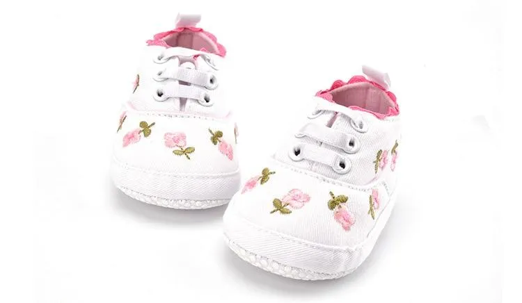 Baby Girl Lace Floral Embroidered Soft Shoes