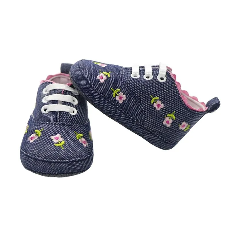 Baby Girl Lace Floral Embroidered Soft Shoes