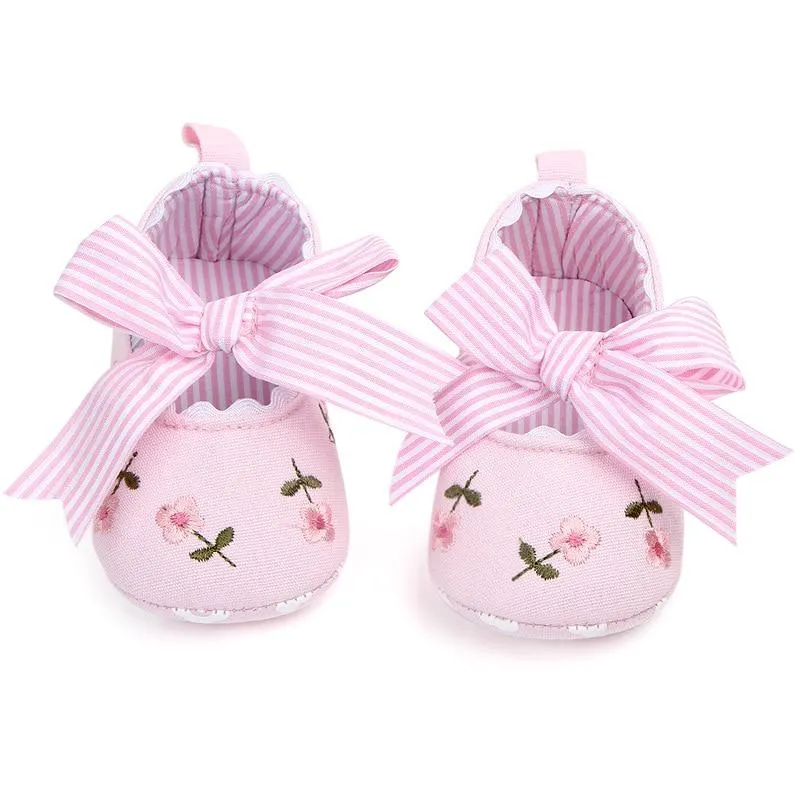 Baby Girl Lace Floral Embroidered Soft Shoes