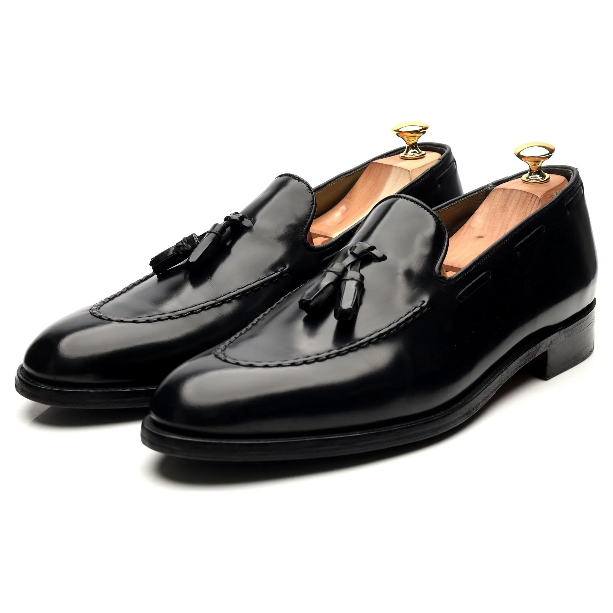 Black Leather Tassel Loafers UK 11.5