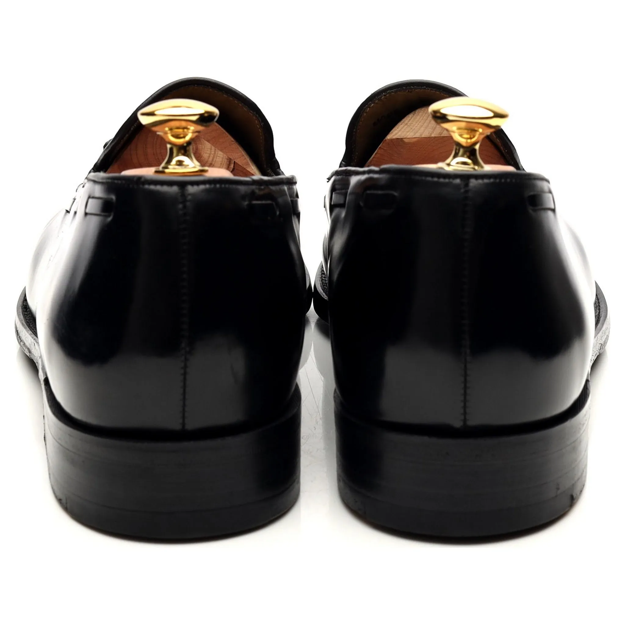 Black Leather Tassel Loafers UK 11.5