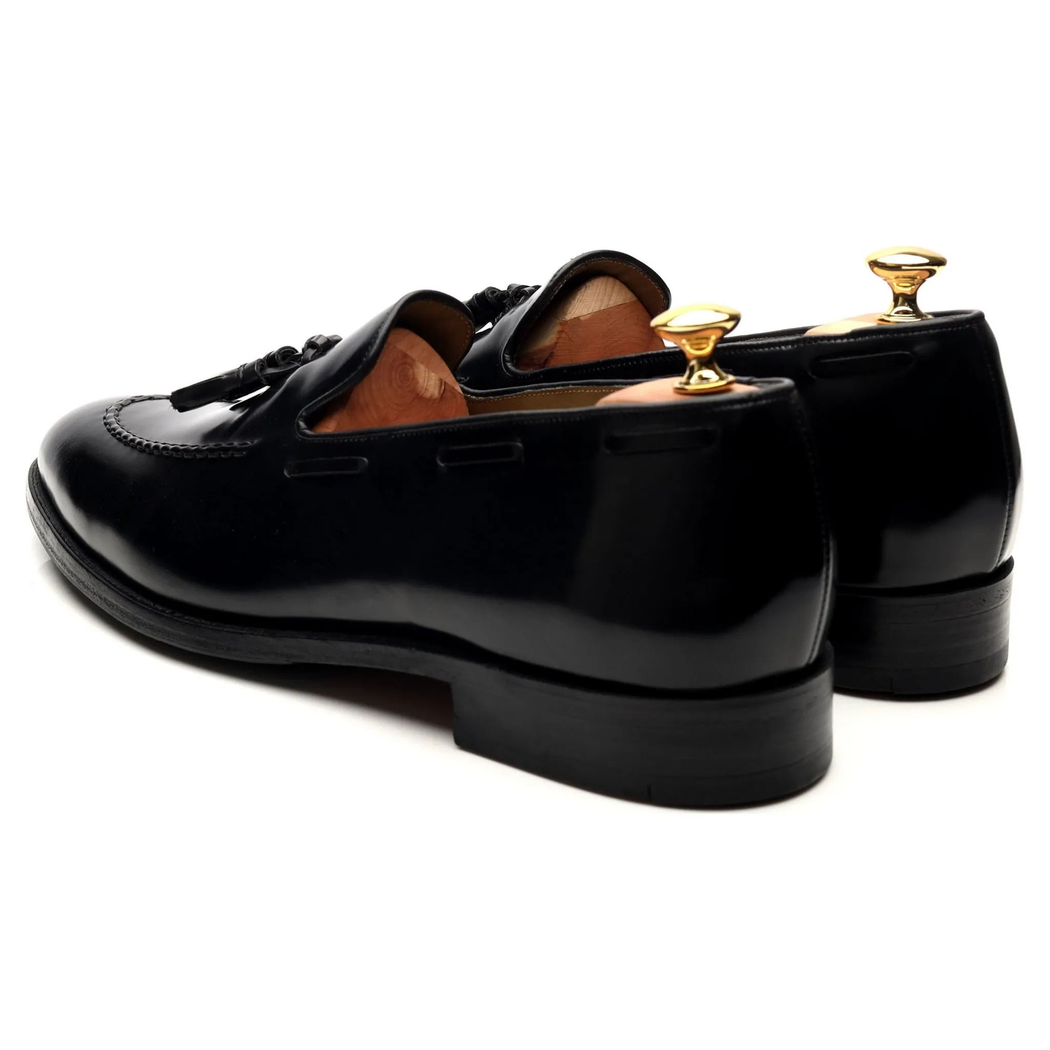 Black Leather Tassel Loafers UK 11.5