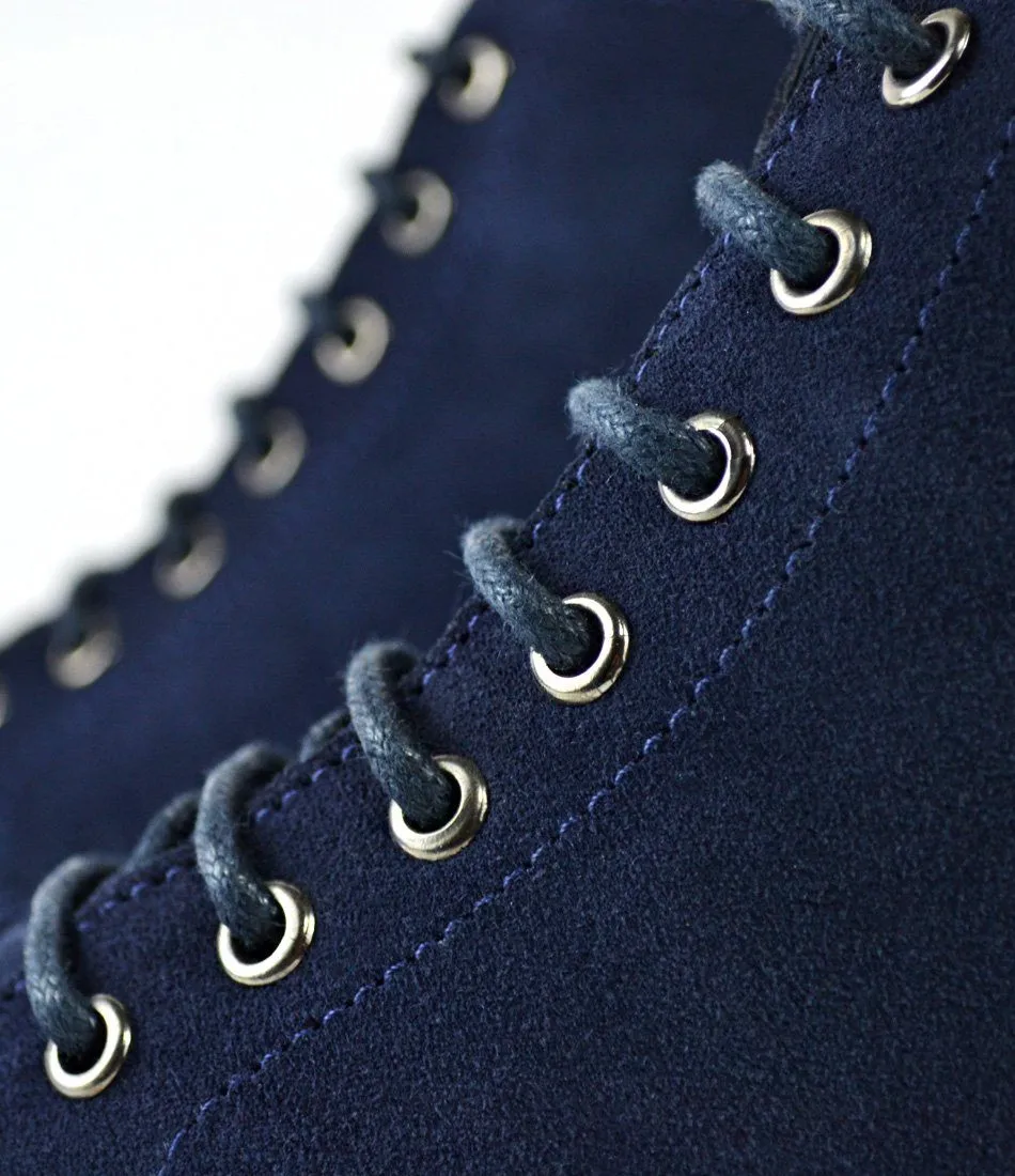 Blue Suede Lace-up Boot