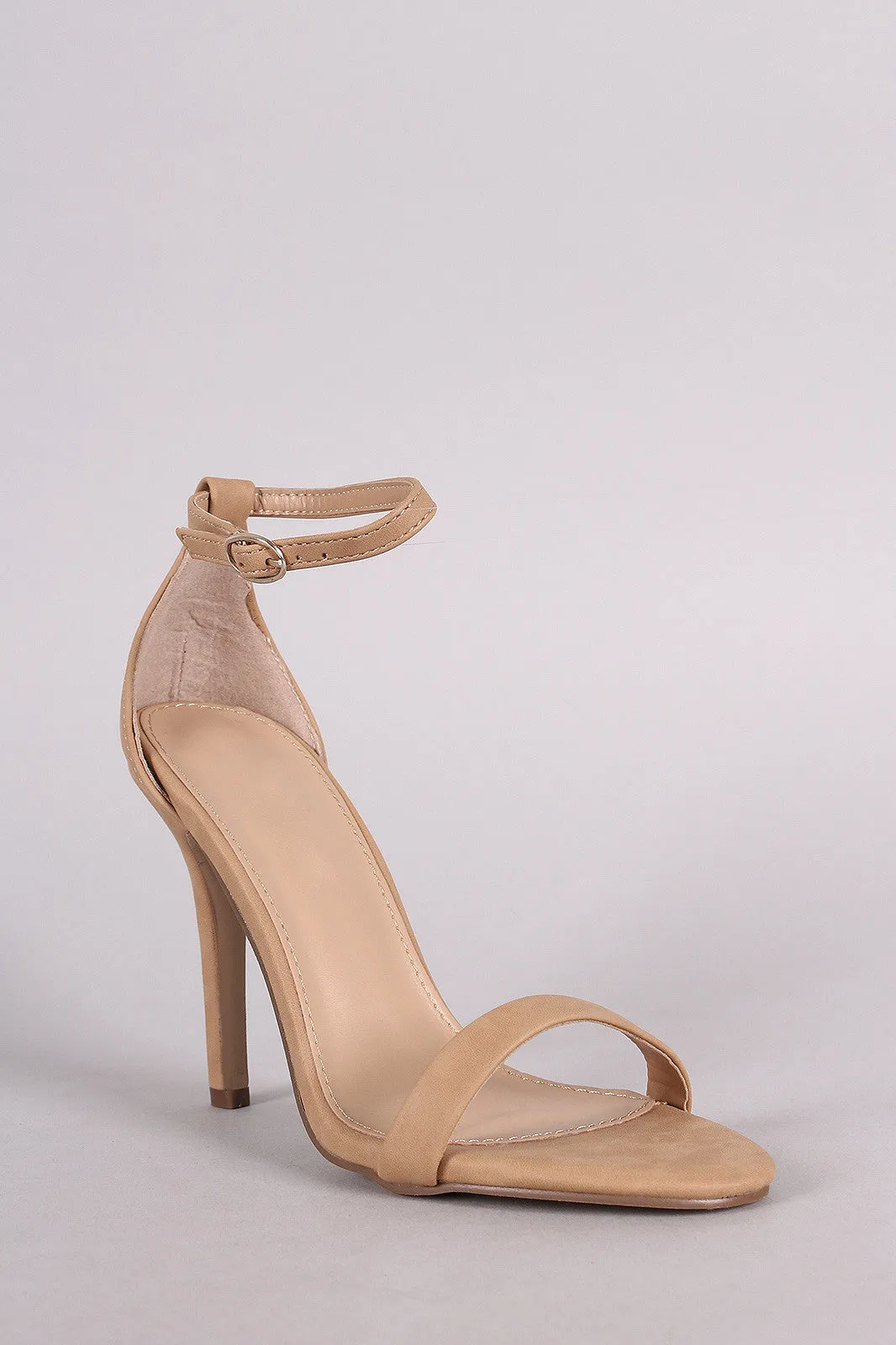 Breckelle Nubuck Thin Ankle Strap Stiletto Heel