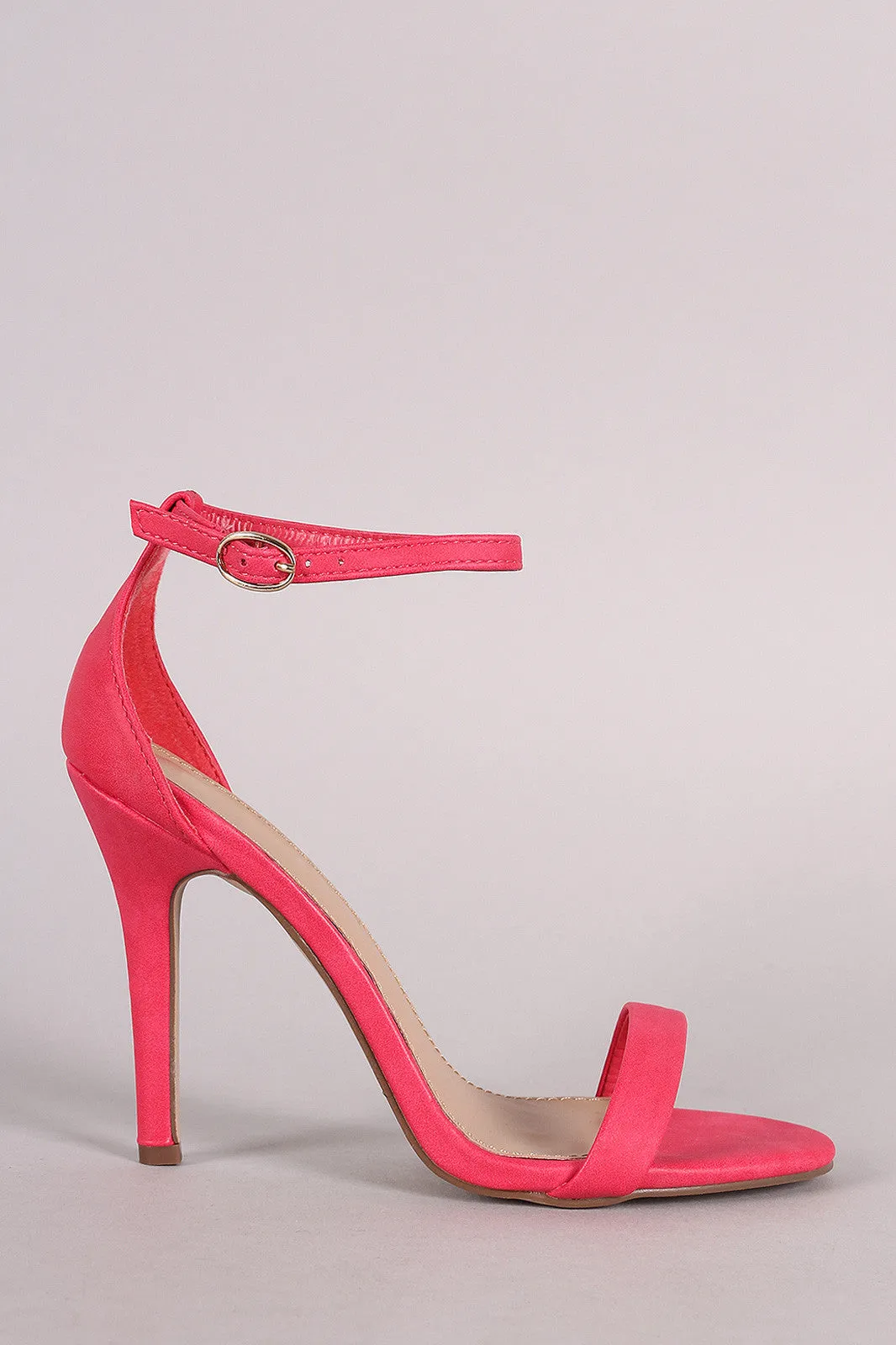 Breckelle Nubuck Thin Ankle Strap Stiletto Heel