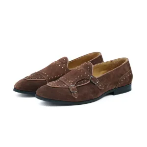 Brown Suede Belgian Monk Strap Bajrii