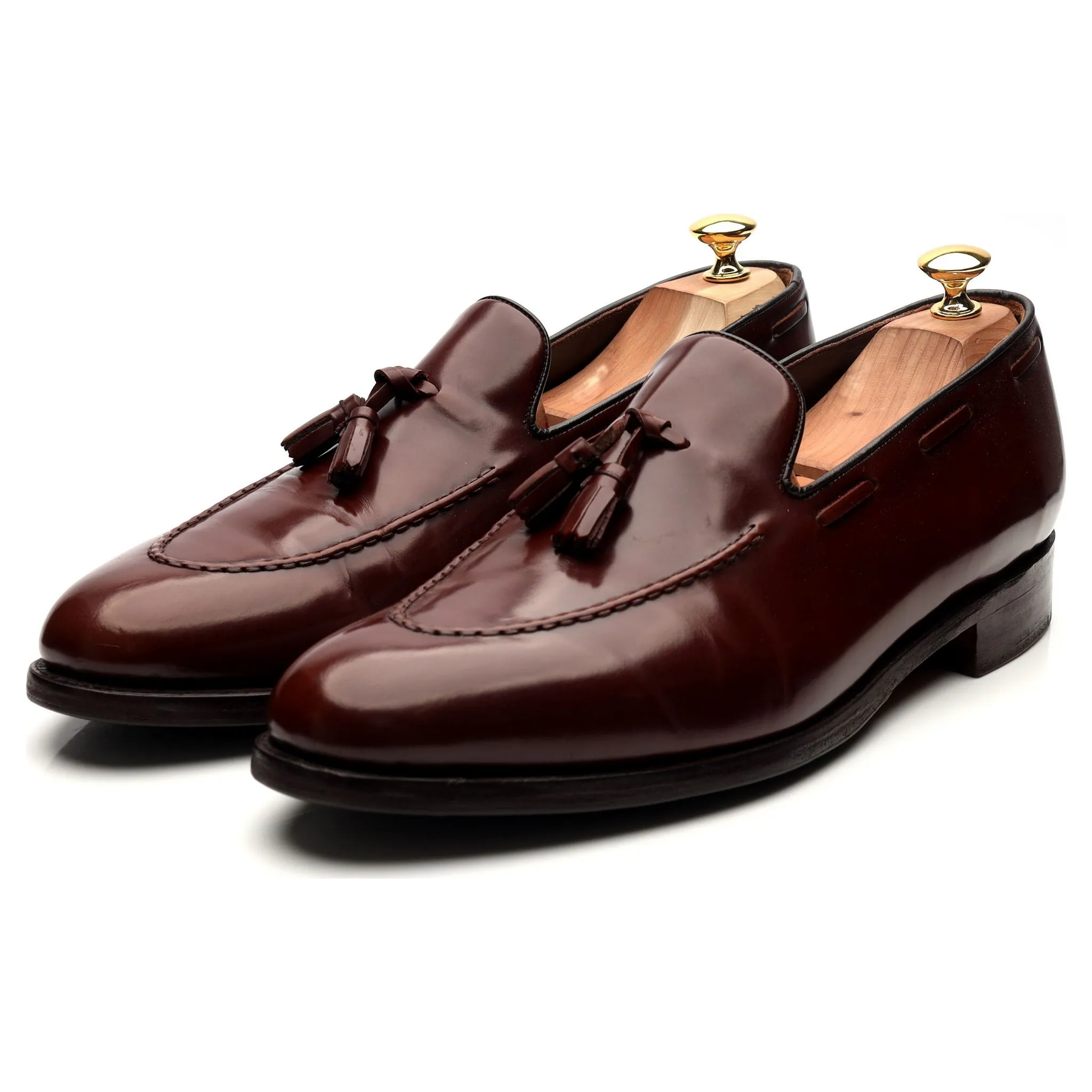 Burgundy Leather Tassel Loafers UK 11.5