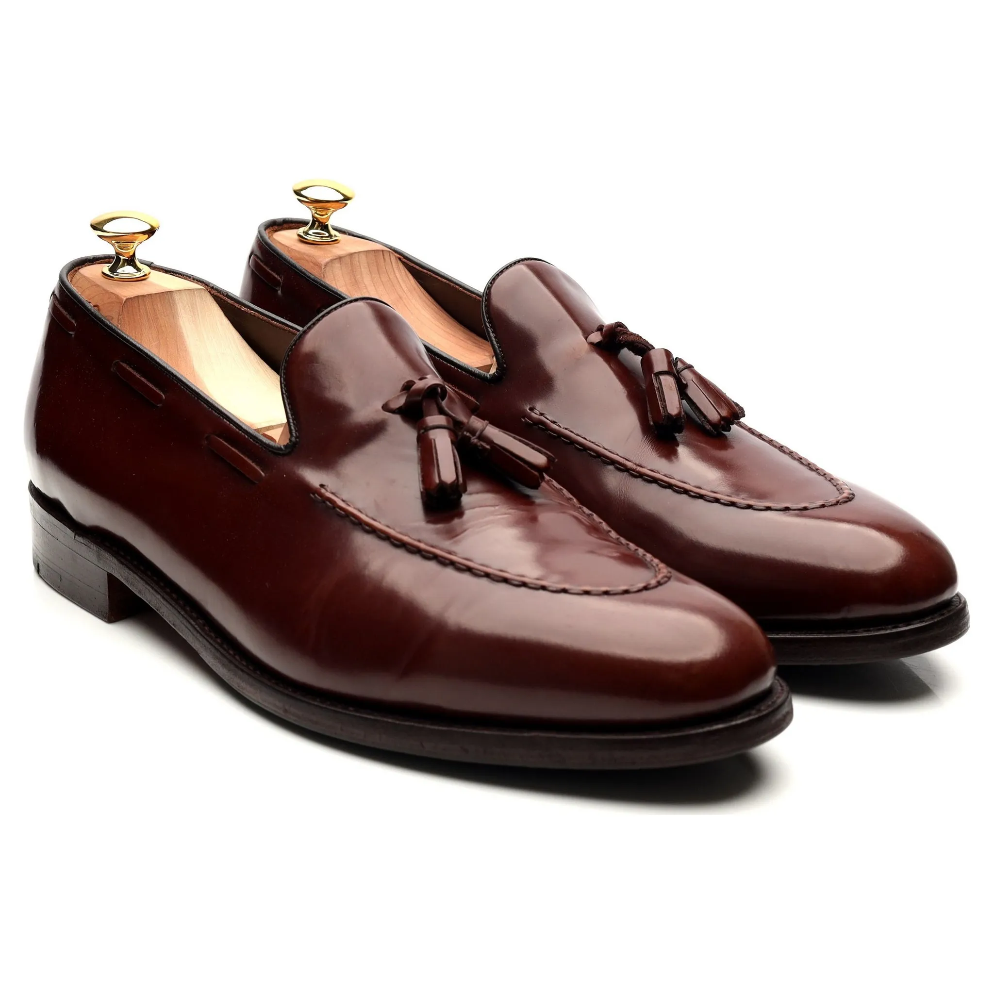 Burgundy Leather Tassel Loafers UK 11.5