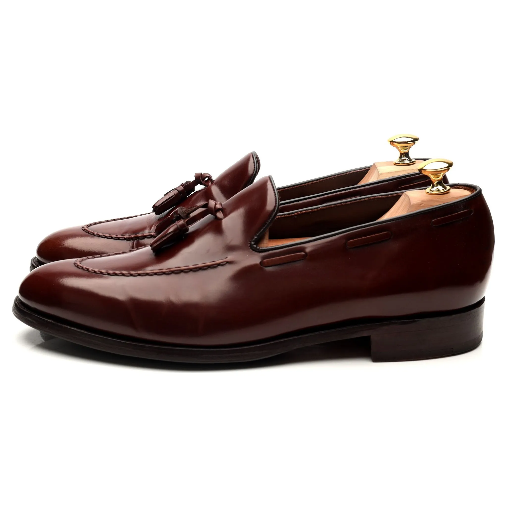 Burgundy Leather Tassel Loafers UK 11.5