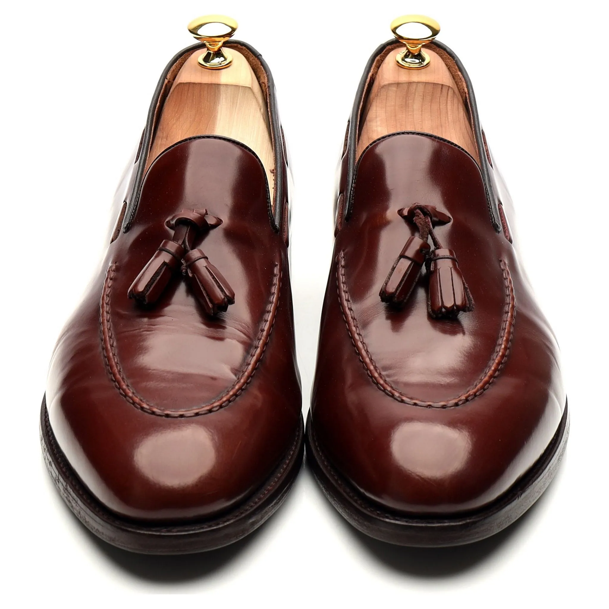 Burgundy Leather Tassel Loafers UK 11.5