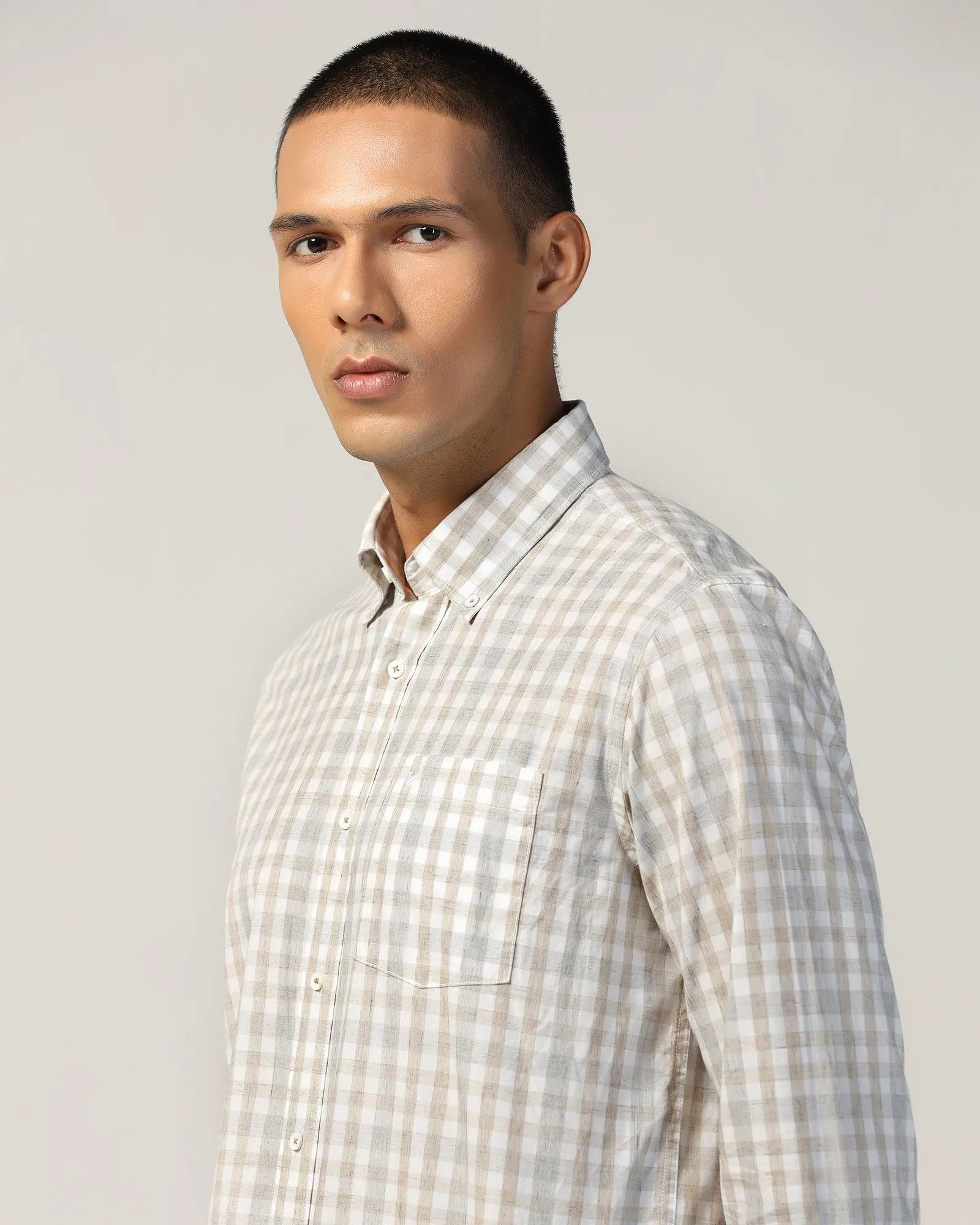 Casual Brown Check Shirt - Roster