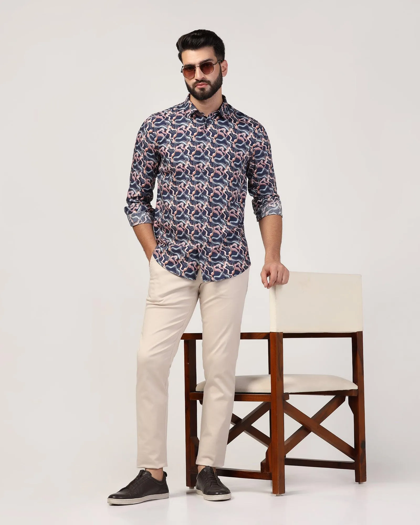 Casual Navy Printed Shirt - Jordan