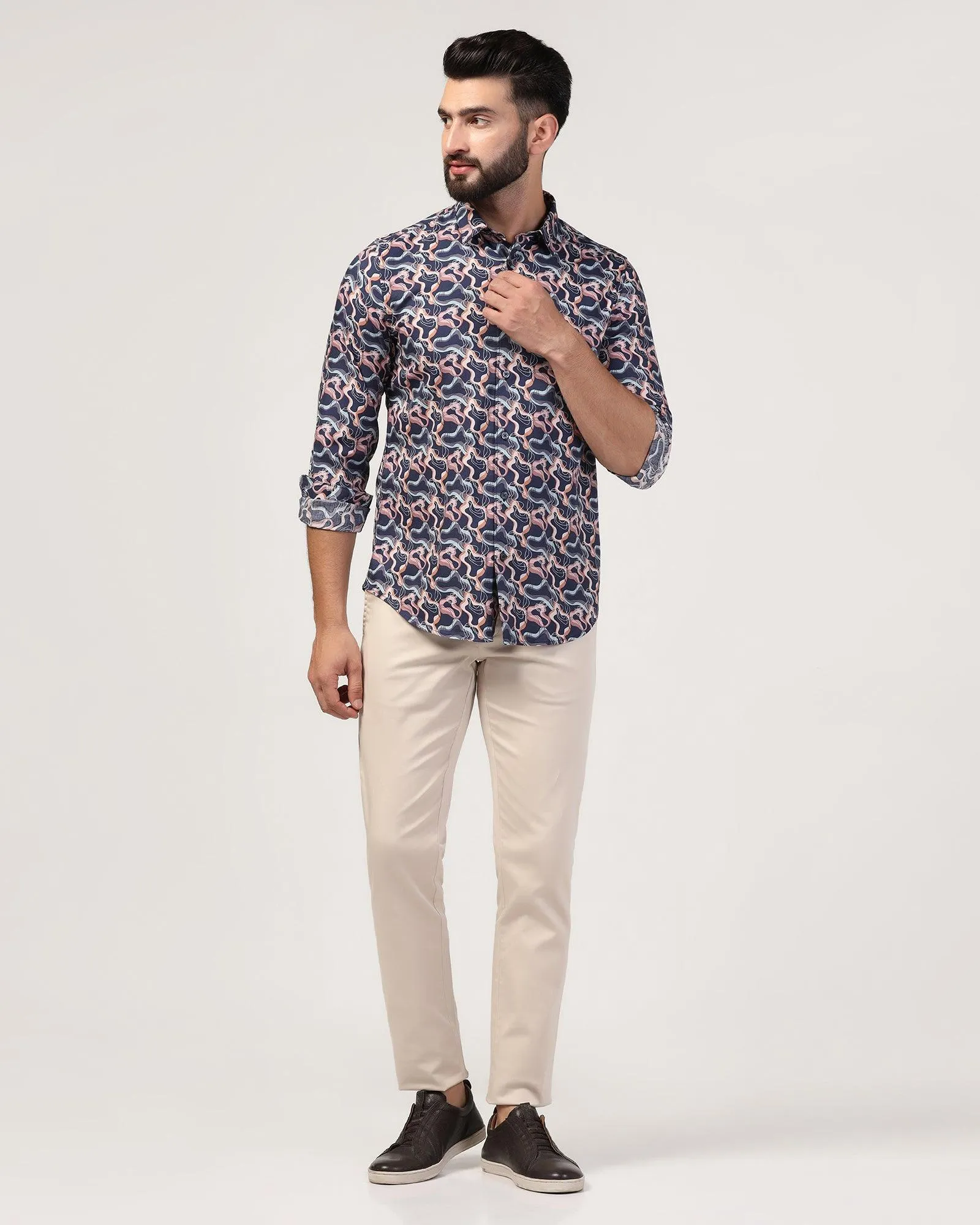 Casual Navy Printed Shirt - Jordan