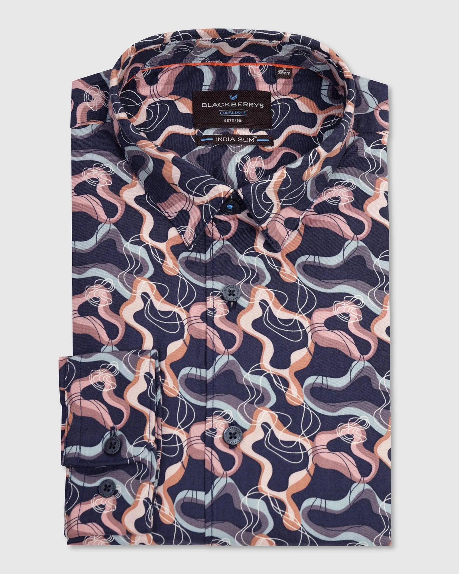 Casual Navy Printed Shirt - Jordan