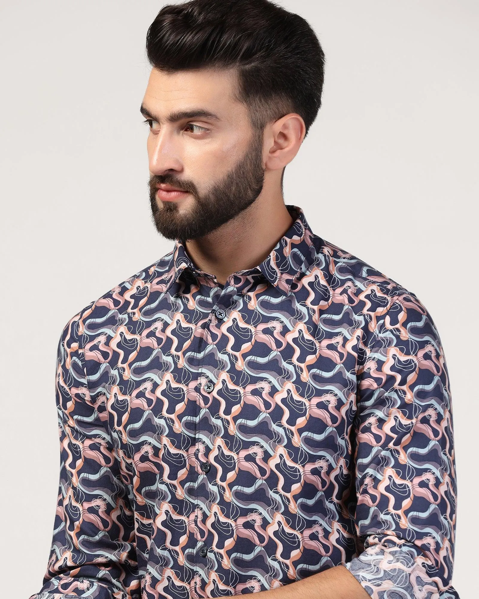 Casual Navy Printed Shirt - Jordan