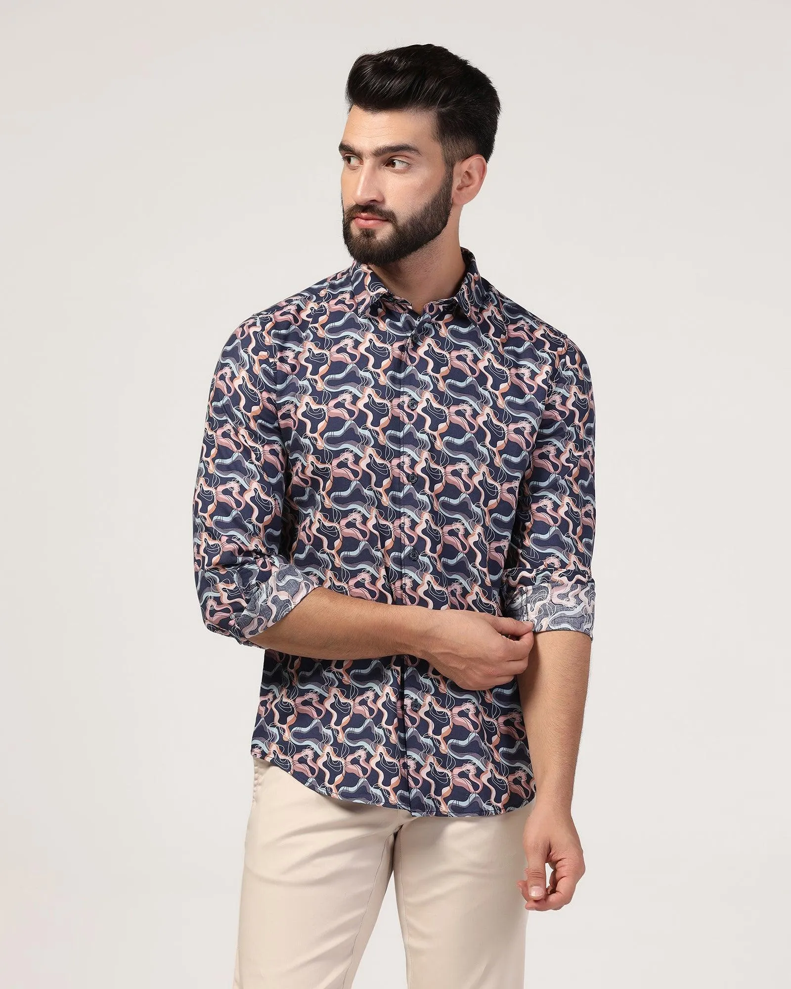 Casual Navy Printed Shirt - Jordan