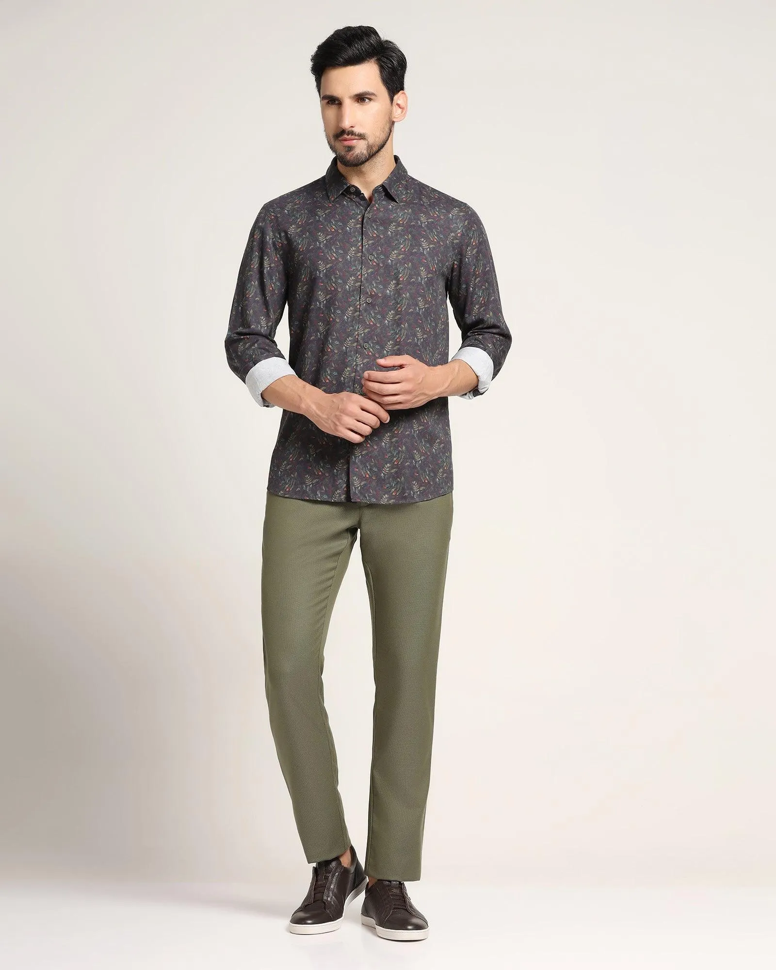 Casual Olive Printed Shirt - Nel