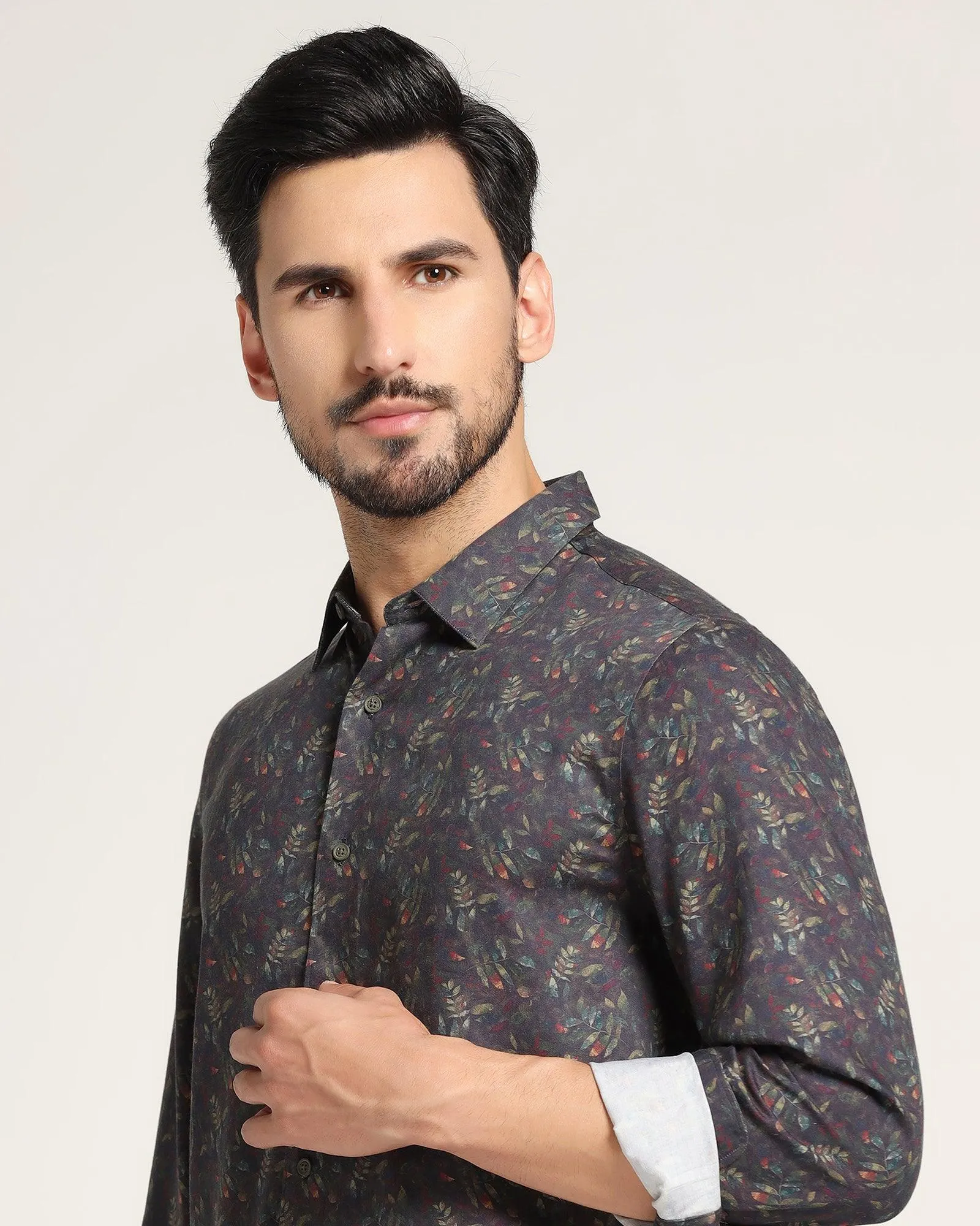 Casual Olive Printed Shirt - Nel