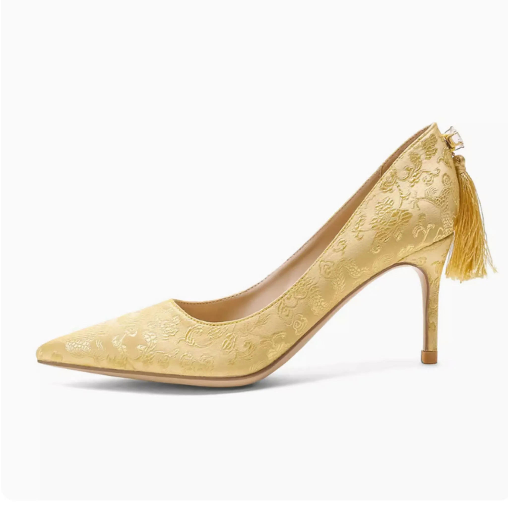 Champagne Gold Embroidery XiuHe High Heel Wedding Shoes