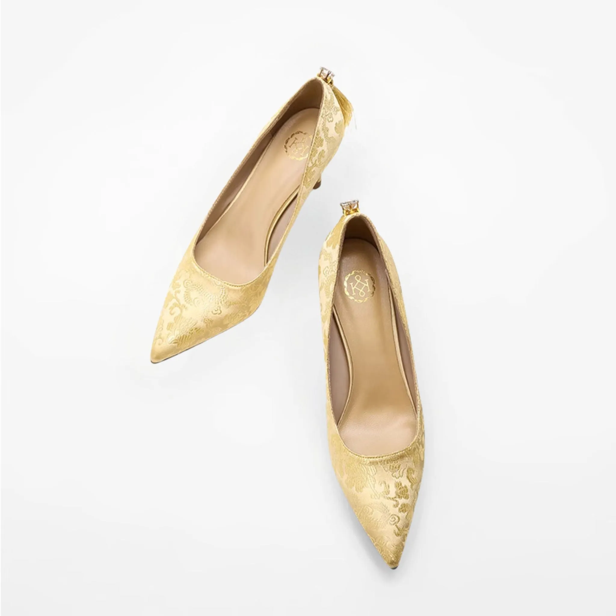 Champagne Gold Embroidery XiuHe High Heel Wedding Shoes