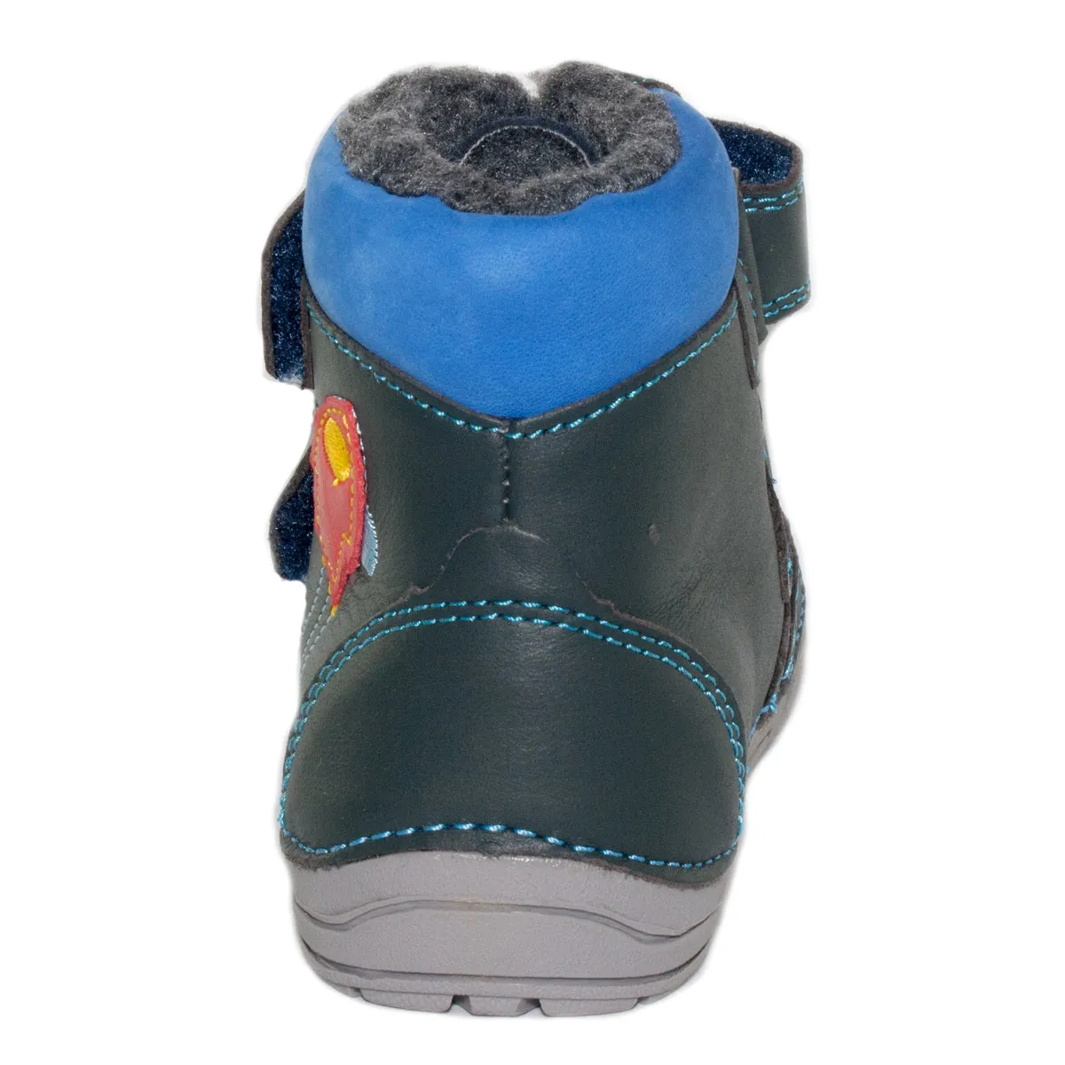 D.D. Step toddler boy shoes/winter boots with faux fur insulation ink blue with spaceship size US 4-8