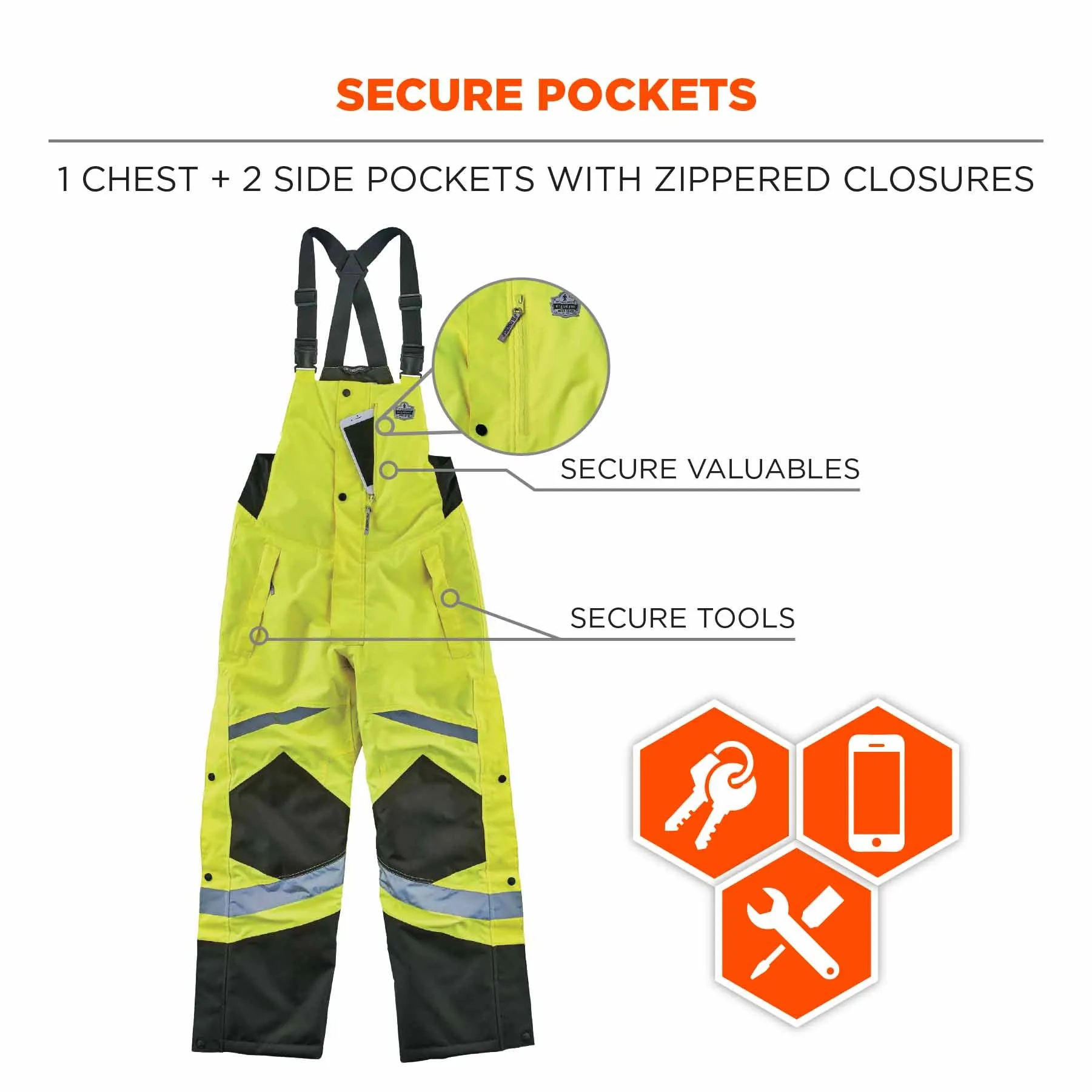 Ergodyne 25526 8928 2XL Lime Class E Hi-Vis Insulated Bibs