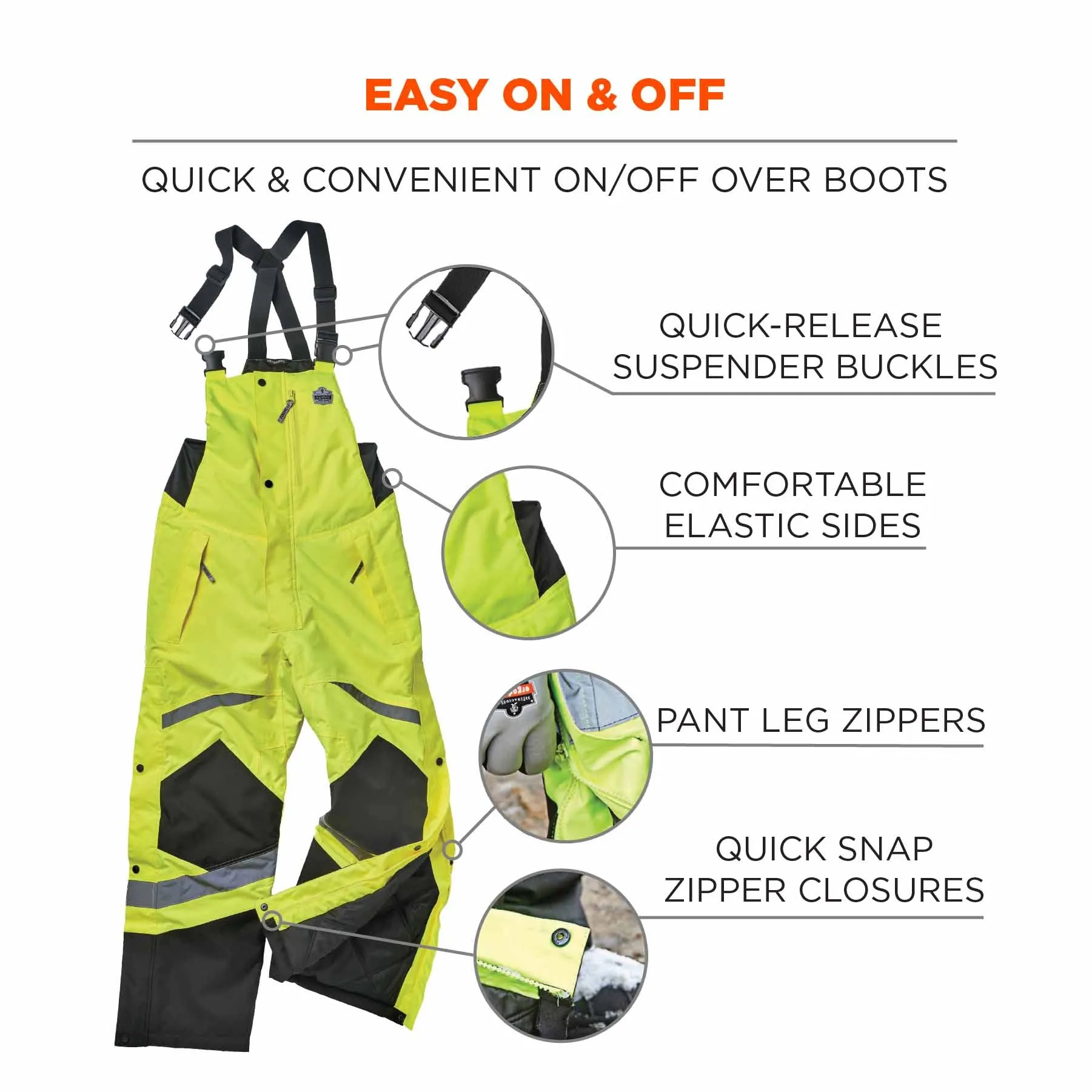 Ergodyne 25526 8928 2XL Lime Class E Hi-Vis Insulated Bibs