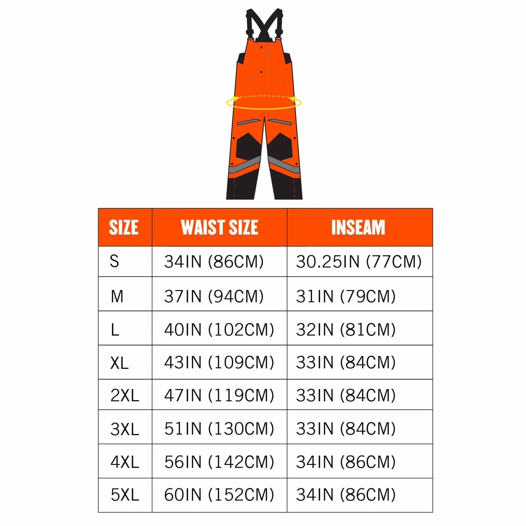 Ergodyne 25638 8928 4XL Orange Class E Hi-Vis Insulated Bibs