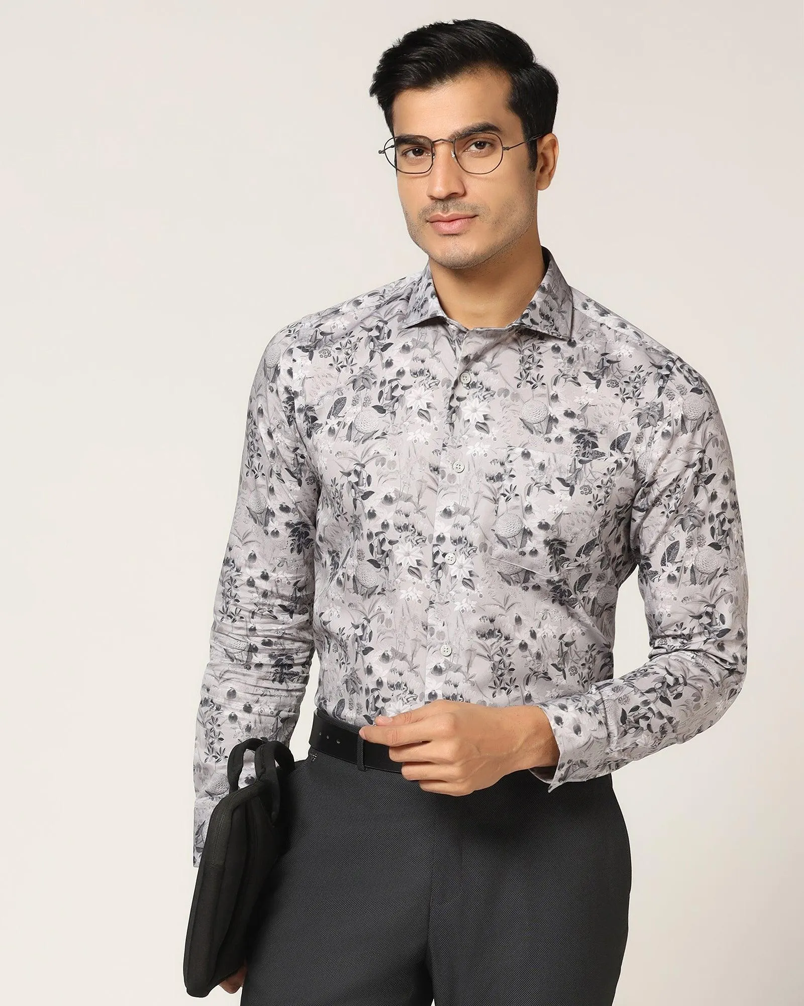 Formal Grey Printed Shirt - Fret