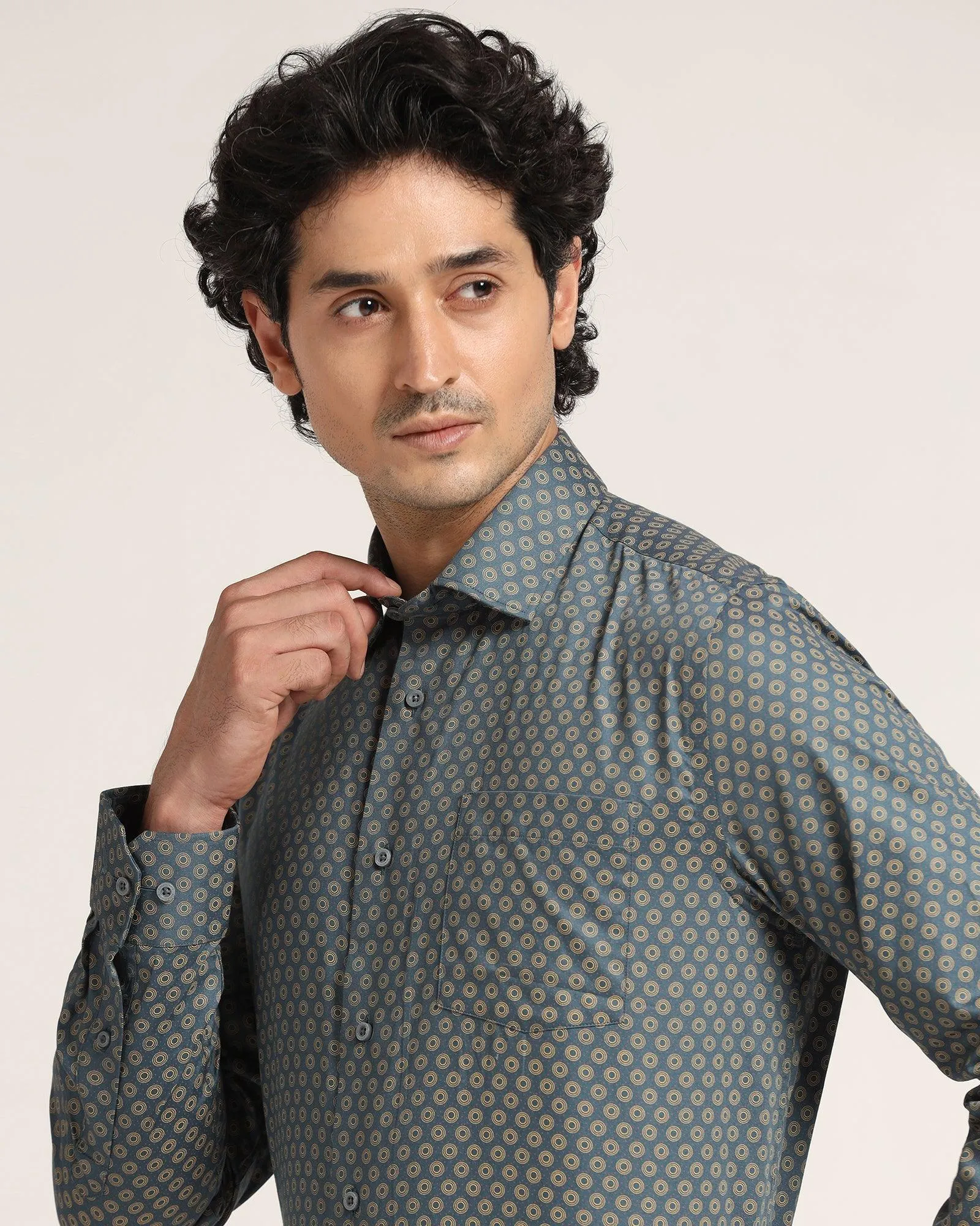 Formal Teal Printed Shirt - Ronald