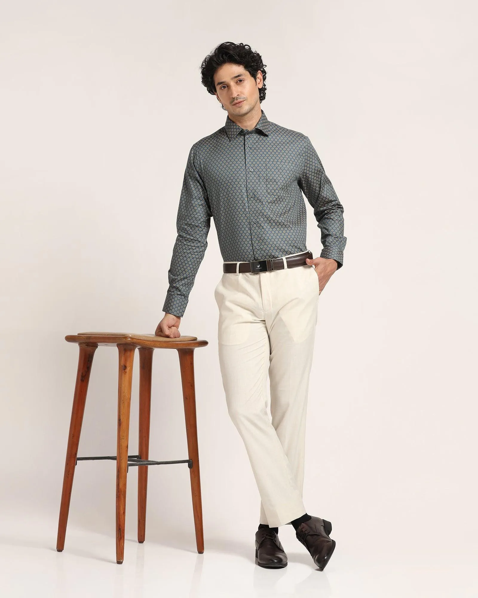 Formal Teal Printed Shirt - Ronald