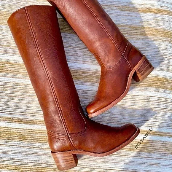 FRYE Vintage Campus Tall Knee High Brown Leather Stovepipe Riding Boots