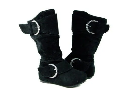 Girls Destiny-K Studded Buckle Full Zipper Suede Boots