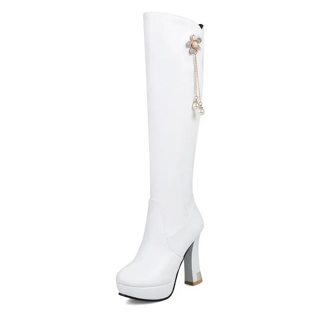 High Heels Zip Up party Knee High Boots