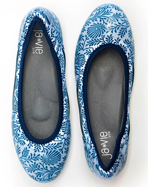 ja-vie blue china floral jelly flats shoes