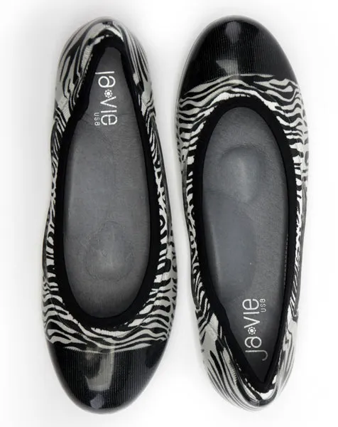 ja-vie zebra black/white animal print jelly flats shoes