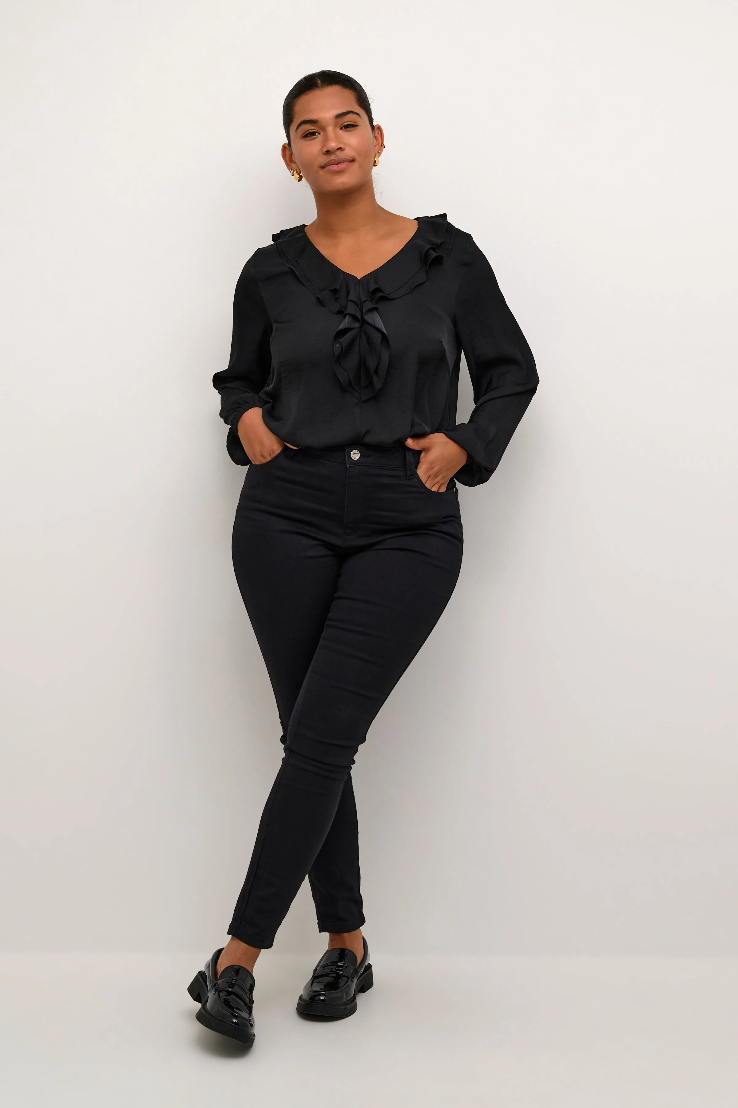 Kaffe Curve Cassa Blouse in Black