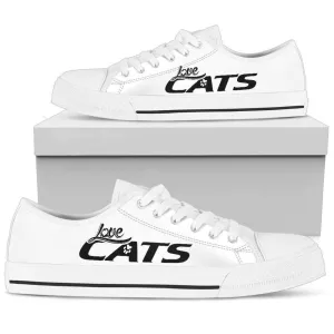 Love Cats White Women'S Low Top Shoe - Stylish And Sustainable Footwear, Cat Canvas Shoes