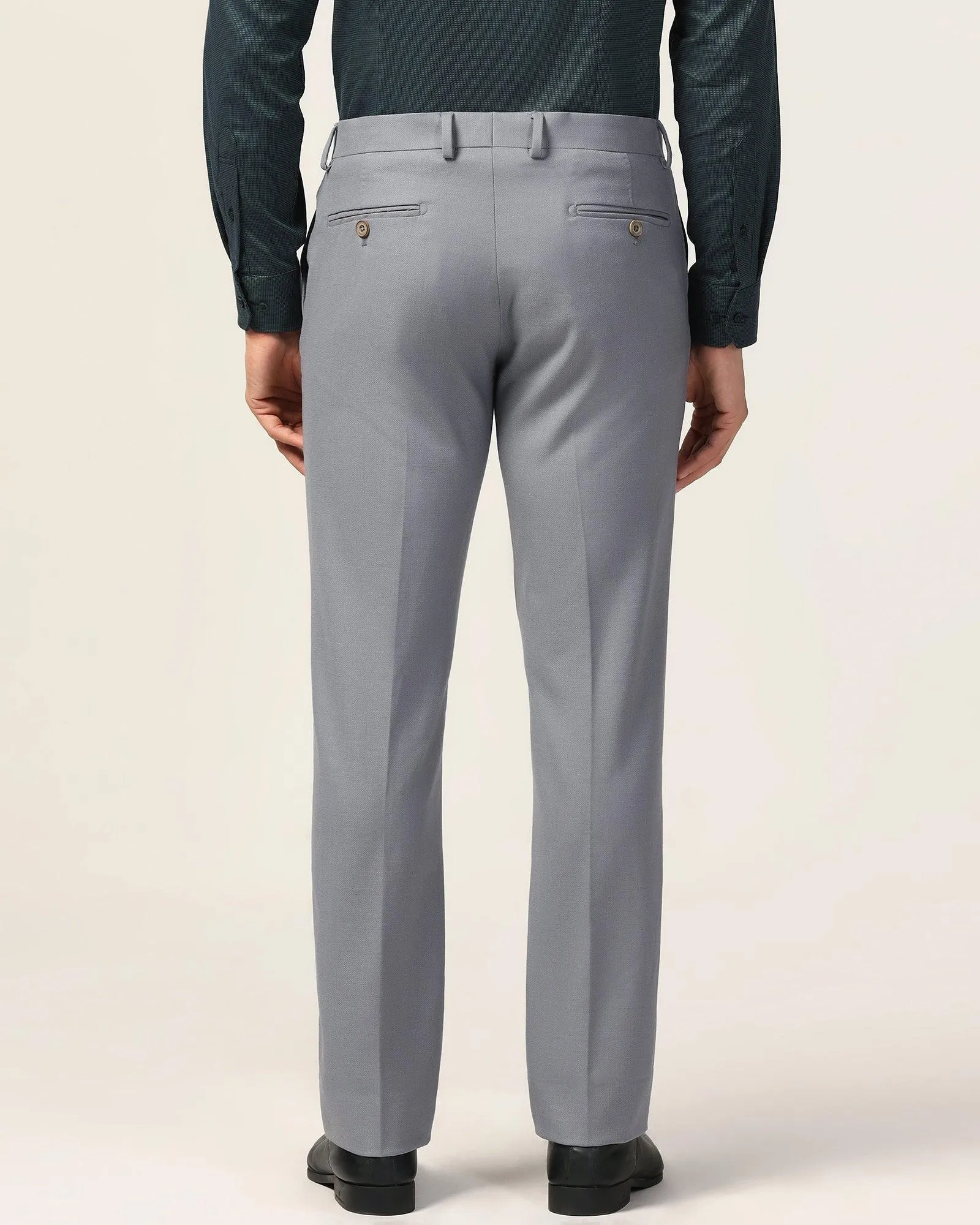 Luxe Slim Comfort B-95 Formal Grey Textured Trouser - Bugati