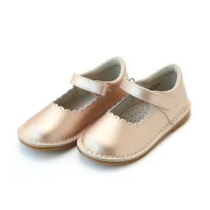 Mary Janes Pink Gold Scalloped | Caitlin