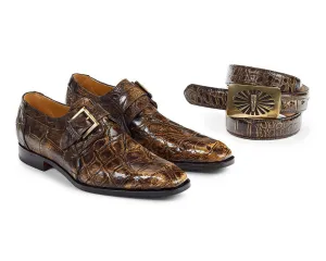 Mauri - 1002 Alligator Burnished Brown Monk Strap Dress Shoes