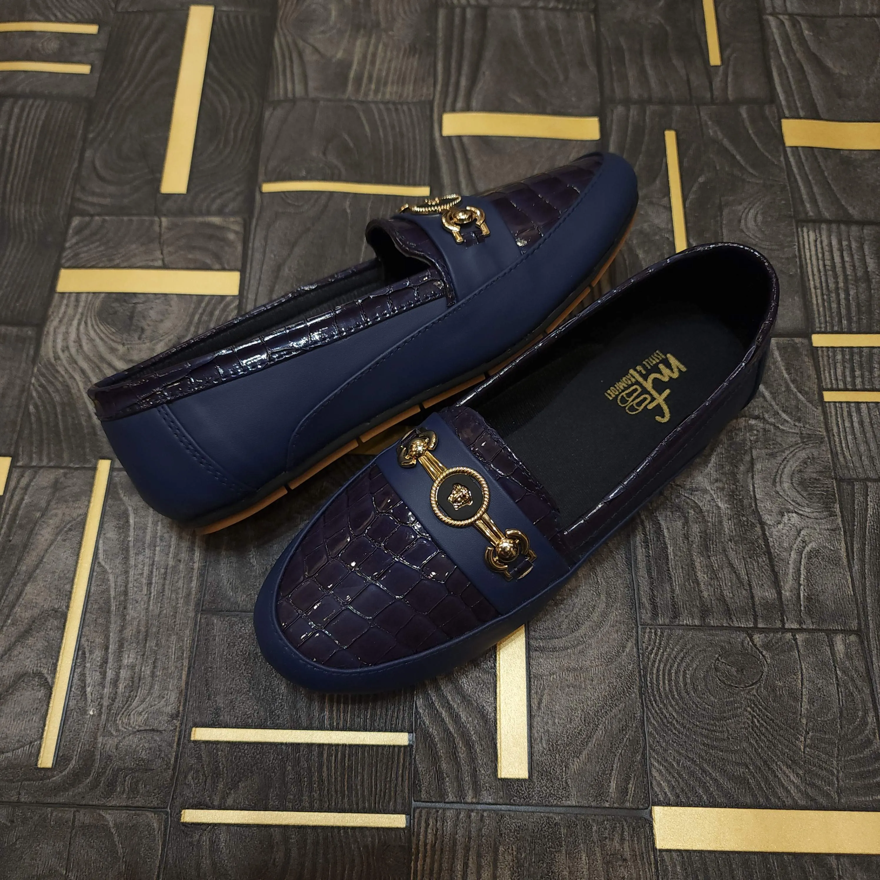 Navy Buckle Pump Shoes