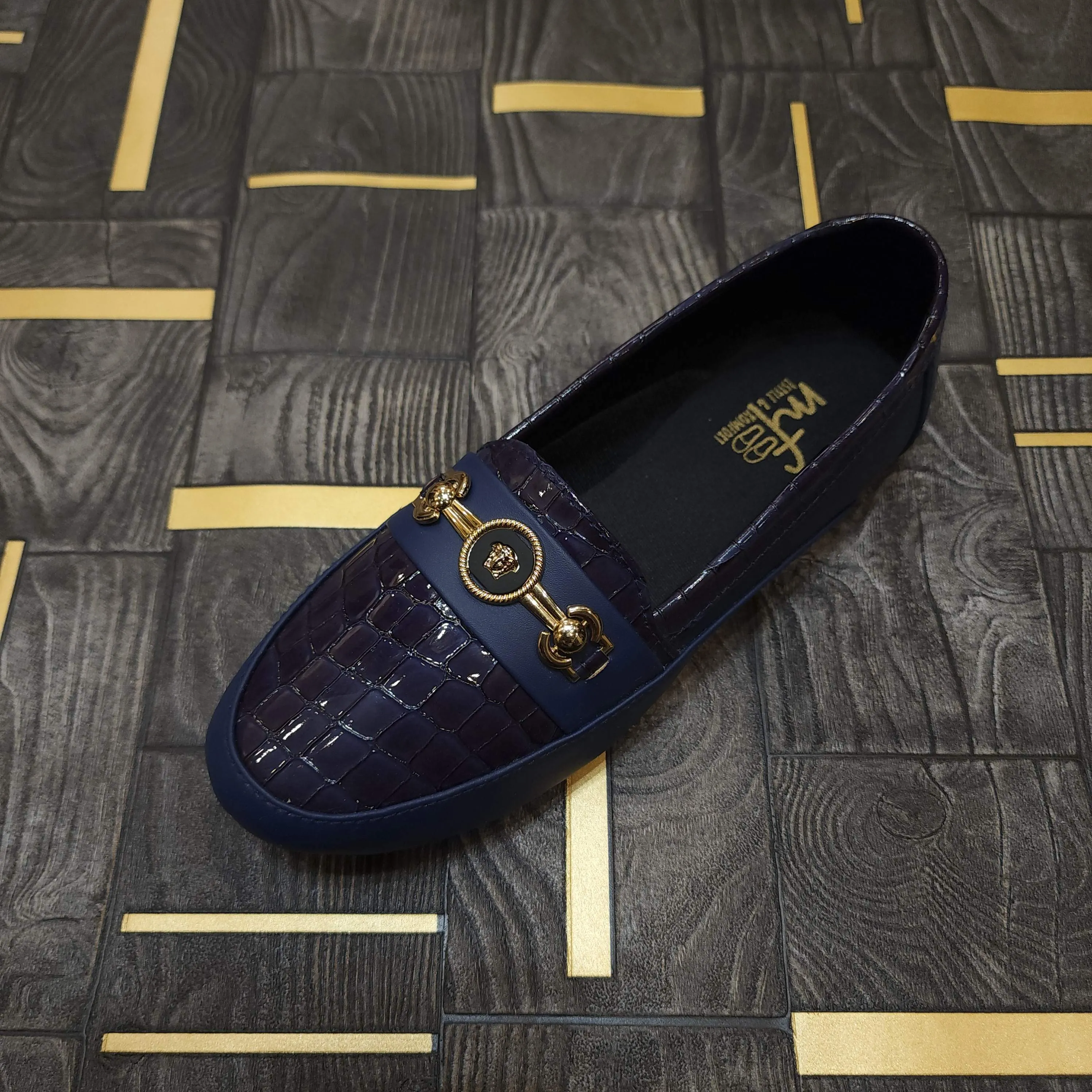 Navy Buckle Pump Shoes