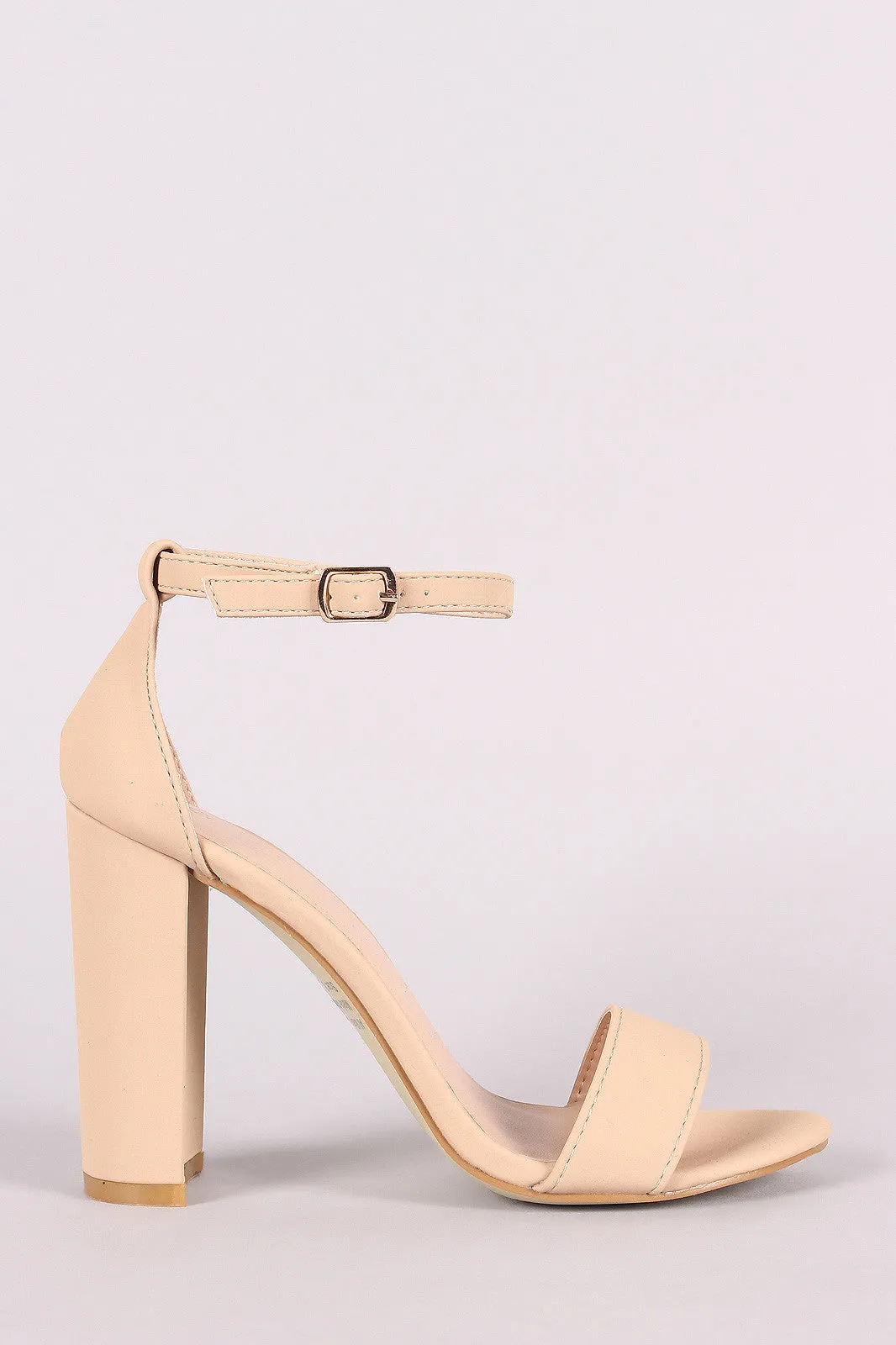 Nubuck Ankle Strap Open Toe Chunky Heel