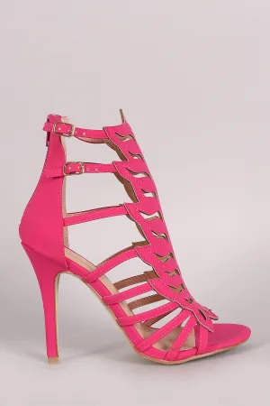 Nubuck Cutout Peep Toe Stiletto Heel