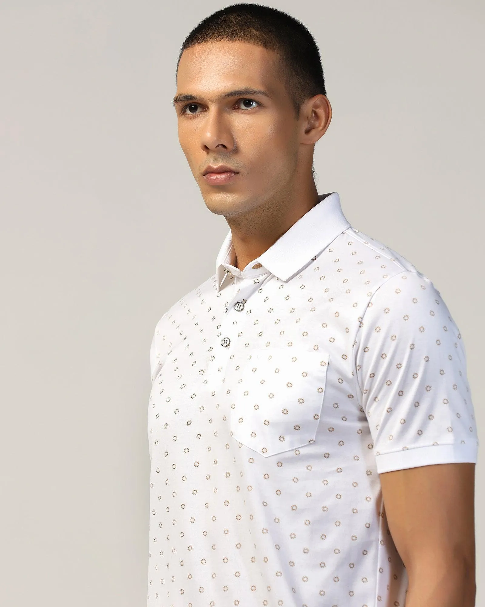 Polo White Printed T-Shirt - Sky