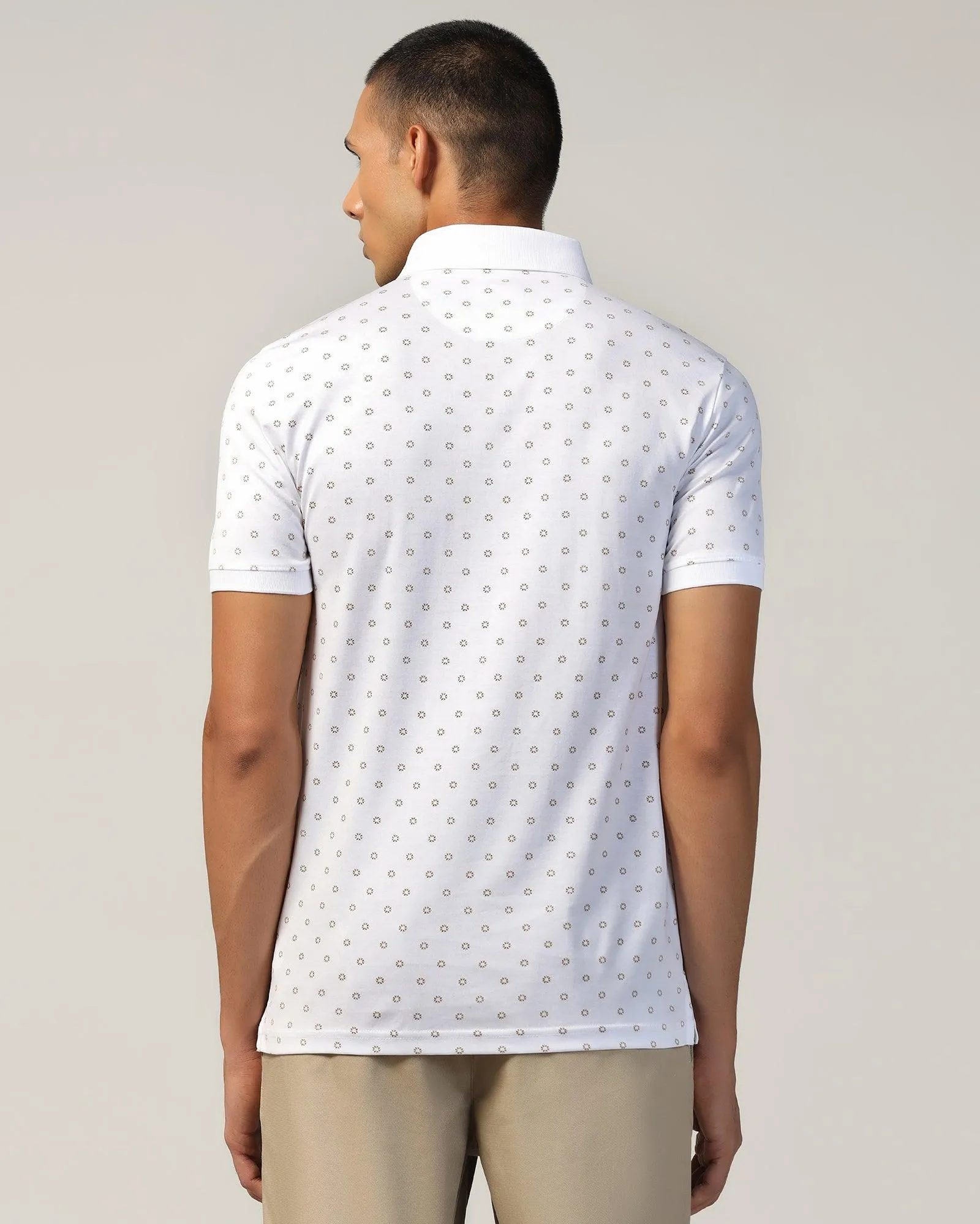 Polo White Printed T-Shirt - Sky