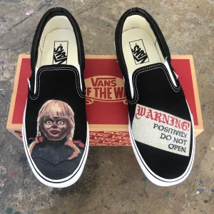 Scary Annabelle Black Slip On Vans - Custom Vans Slip On Shoes